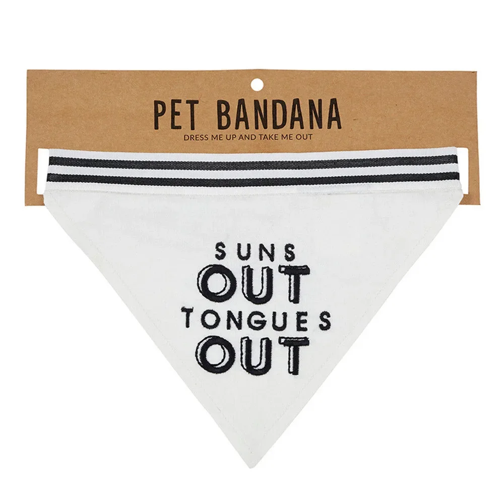 Suns Out Tongues Out Pet Bandana in White | Animal Pet Accessory | 9